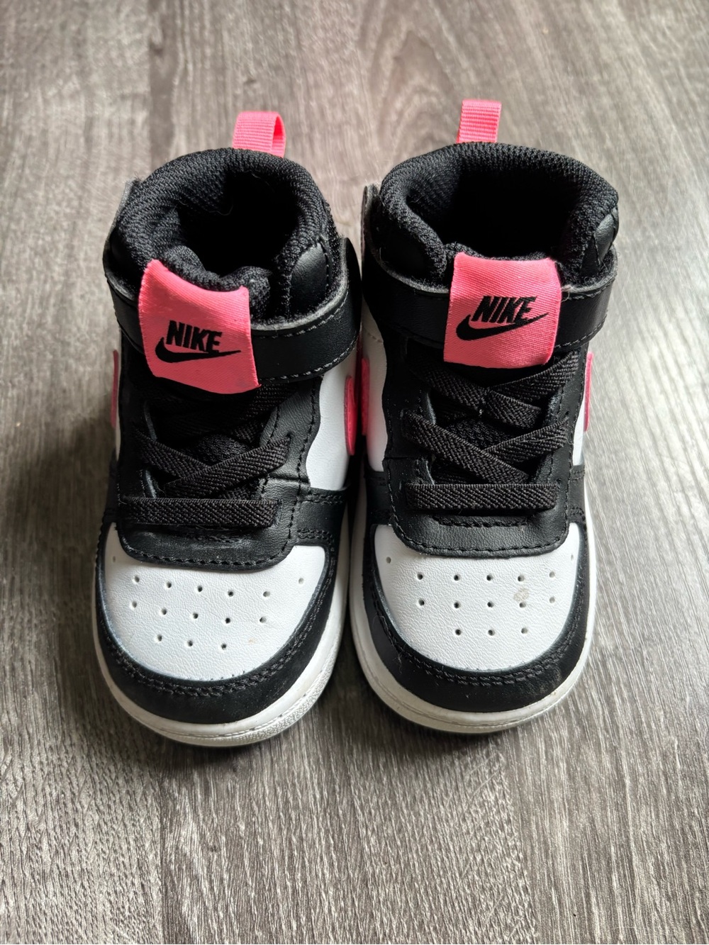 Nike Kids Black, White & Pink High-Top Sneakers - Picture 3 of 8